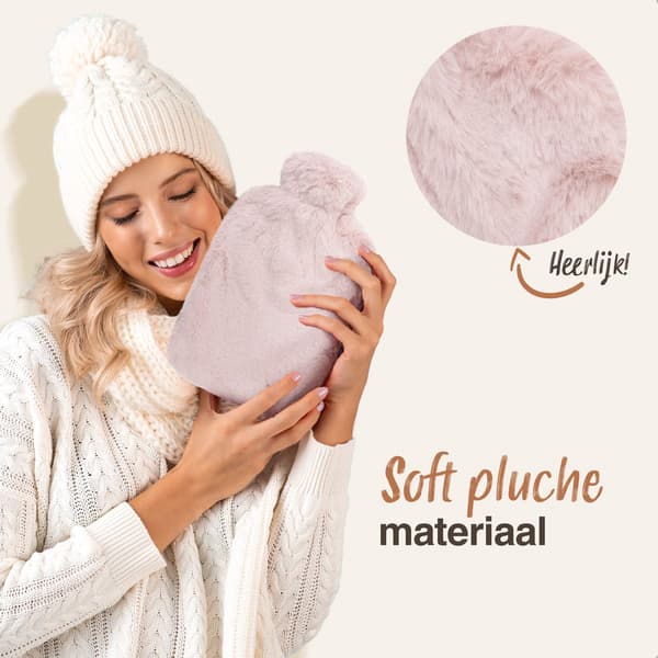 2-pack 2L varmvattenflaskor med extra mjuka dragkedjeförsedda överdrag, läckagesäkra korkar, 6 timmars värme, för mysig hemkomfort, rosa