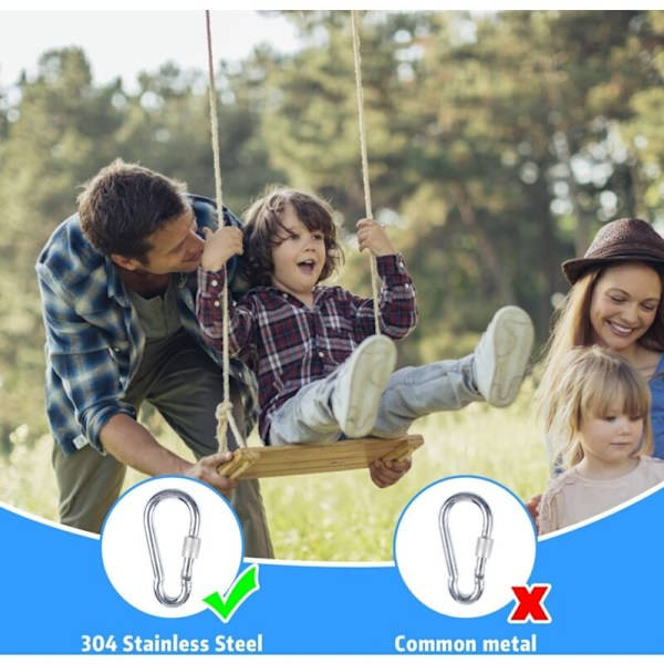 4 Piece Suspension Strap Set with D-Rings for Garden Swing or Hammock
