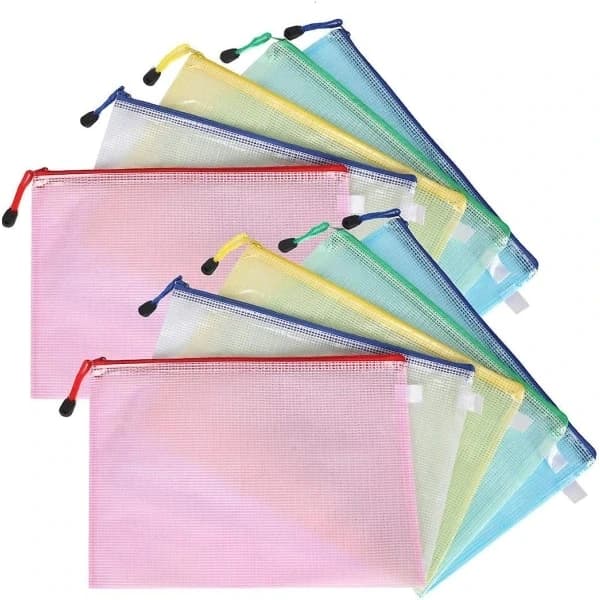 Plastfickor, Almi 10 st A4 Zip plastfickor Låsbar Väska Nät Dokumentmapp Gåva