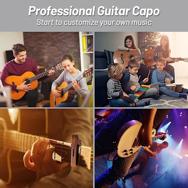 TS-Gitarrkapo med plektrumhållare och 4 gitarrplektrum för akustisk elgitarr ukulele mandolin banjo