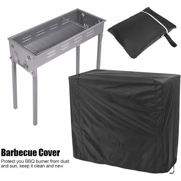 BBQ Grill Cover Vandtæt UV-resistent polyester med PU-belægning og snøre til udendørs grill sort