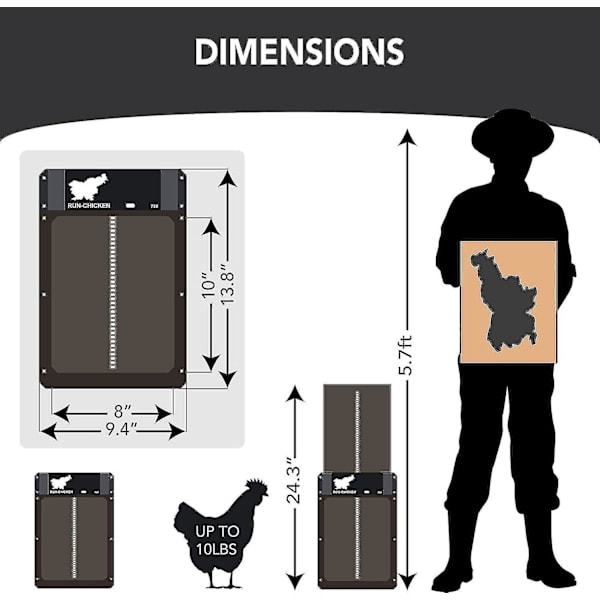 Automatic Chicken Coop Door Aluminum with Battery and Light Detection
