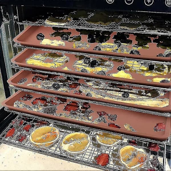 4 stk Silikon Dehydrator Matter Med Kant - Kompatible Silikonark, Nonstick Silikonbrettforinger