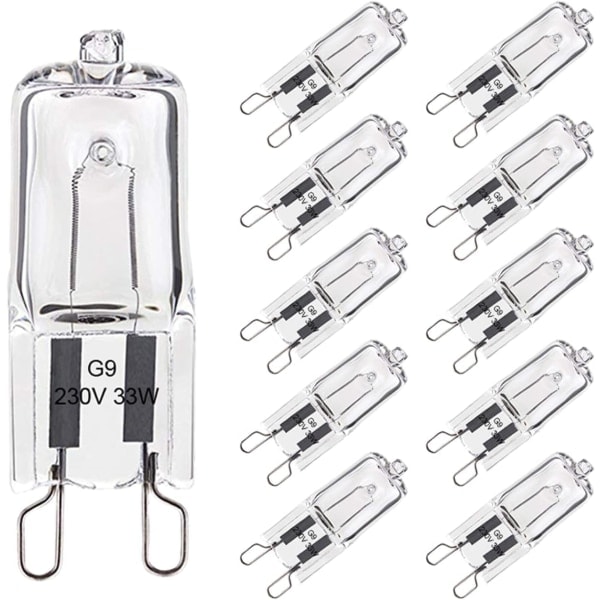 G9-lampe 33W Dimbar varmhvit, G9-halogen for ovn 10 stk - Perfet