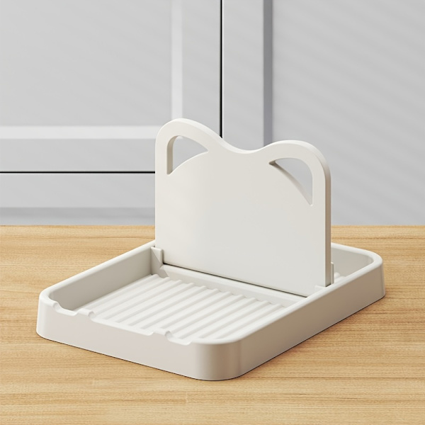 Creative Cat Ear Kitchen Lid Holder Multifunctional Vertical Foldable Wall-Mounted Spoon Rest Beige