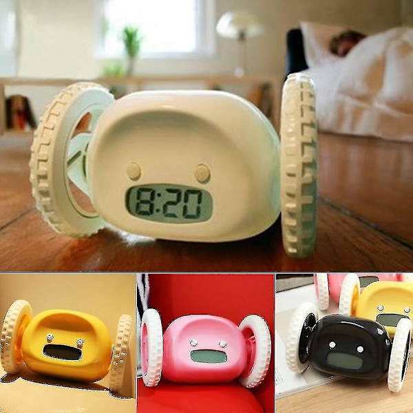 Rolling Alarm Clock with Wheels, Digital Clock