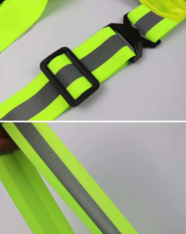 LED refleksvest for løping, oppladbare røde LED-lys, refleksstriper, én størrelse passer alle, for løping, turgåing, nattarbeid, blå