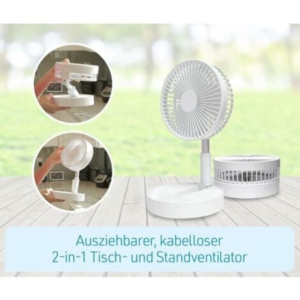 TS-Fold & Cold – Mini utdragbar fläkt med batteri – Kraftfull USB-fläkt med 10 timmars batteritid – Flexibel golv- och bordsfläkt
