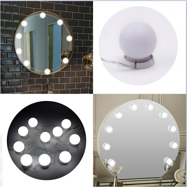 Hollywoodspegel med 12 lampor Sminkbordslampa Toalettspegellampor (Endast lampor)