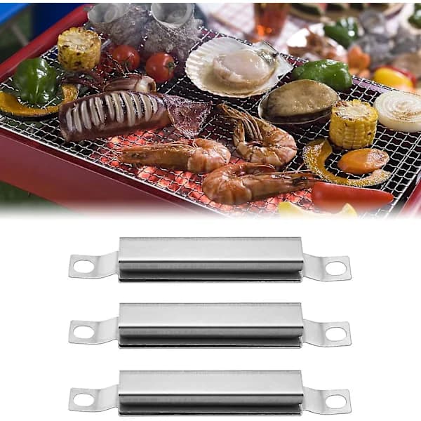 BBQ Crossover Tubes Justerbare Brænderudskiftningsdele i Rustfrit Stål til Gasgrill, 3-pak Sølv