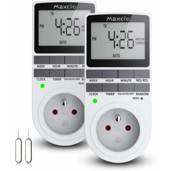 Digital Programmerbar Stikkontakt, Daglig/Ugentlig Digital Timer, Elektrisk Stikkontakt Programmer med LCD-Skærm og Tyverisikrings Random Mode, Energibesparende, 16A/3