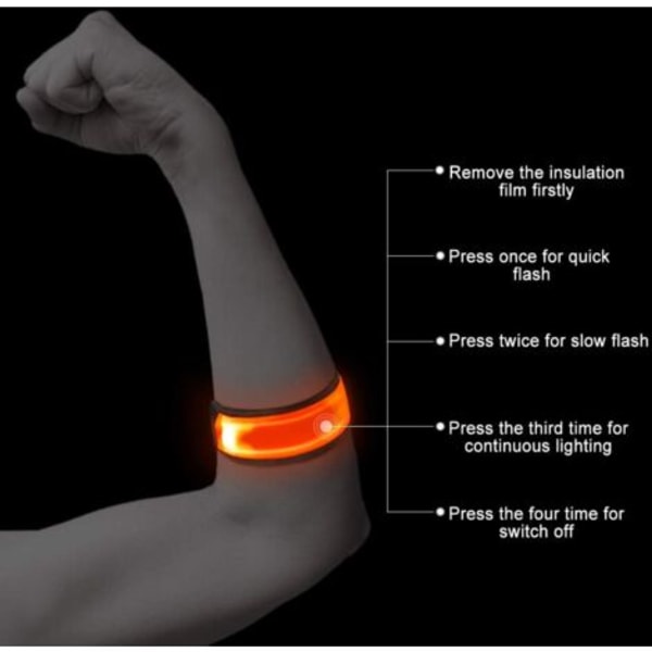 Reflekterende LED Armbånd, 4 Pak Reflekterende LED Armbind, Vandtæt og Justerbar Høj Synlighed Sikkerhedsarmbånd til Udendørs Sport, Løb, Jogging