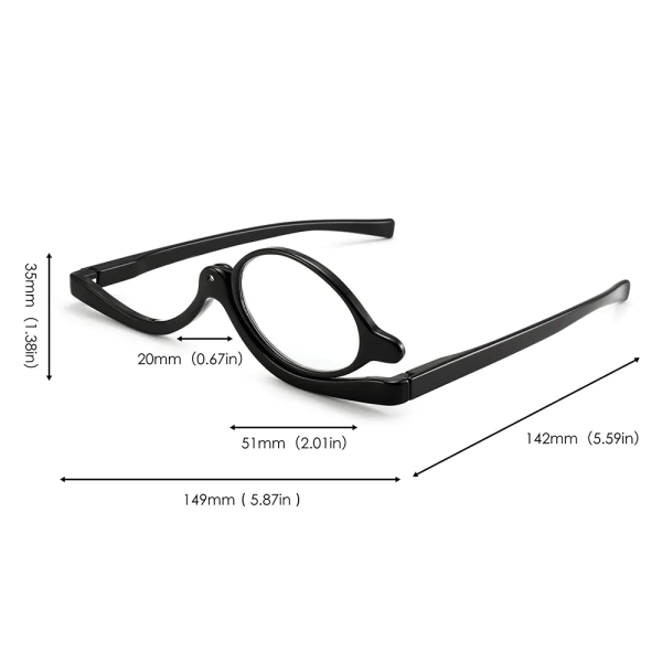 Roterbara kosmetiska läsglasögon för kvinnor tillbehör för kosmetiska kläder 200 Degree Black