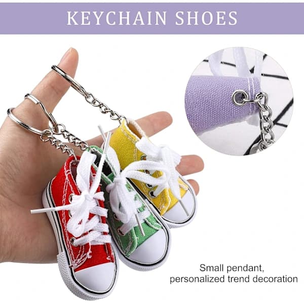 12 Nyckelringar, Mini Canvas, Sneaker Nyckelring Berlocker
