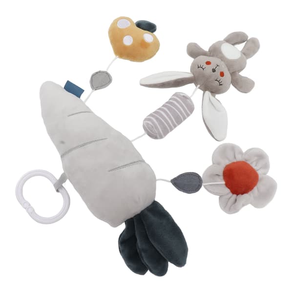 Soft Plush Hanging Toy Grey Rabbit Carrot Rattle Stroller Crib Mobile