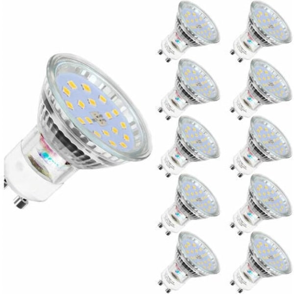 KZQ Paket med 10 GU10 LED-lampor 5W 60W Motsvarande Halogenlampor 560LM Kallvitt 6000K Ej Dimbar