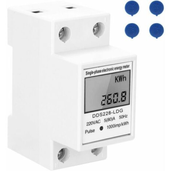 Enfas elmätare 220V 50Hz med LCD-display DIN-skena 35mm montering - MSBD