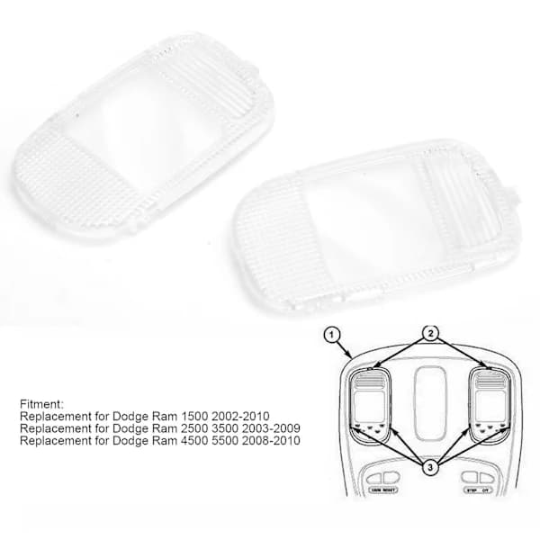 Ersättningslins för kupollampa för Dodge Ram 1500 2500 3500 (2-pack)