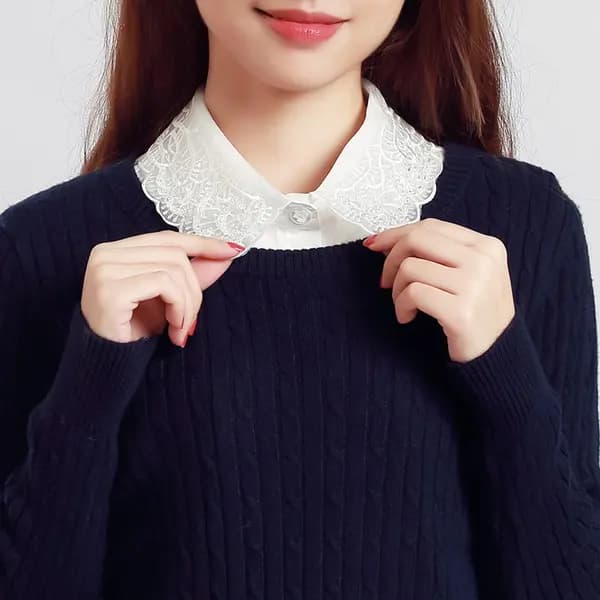 Set of 2 Women's Blouse Collars - Detachable Pointed Collar Basic - Collars for Women - Ruffles / Frills ...