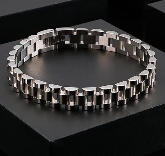 Presidential urrem stil armbånd til mænd, 10 mm sølv rustfrit stål ledkæde, 8 tommer, gave til far ham