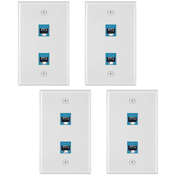 TS-4 Stykker 2 Port Ethernet Vægplade, Rj45 Cat6 Hun Til Hun Jack