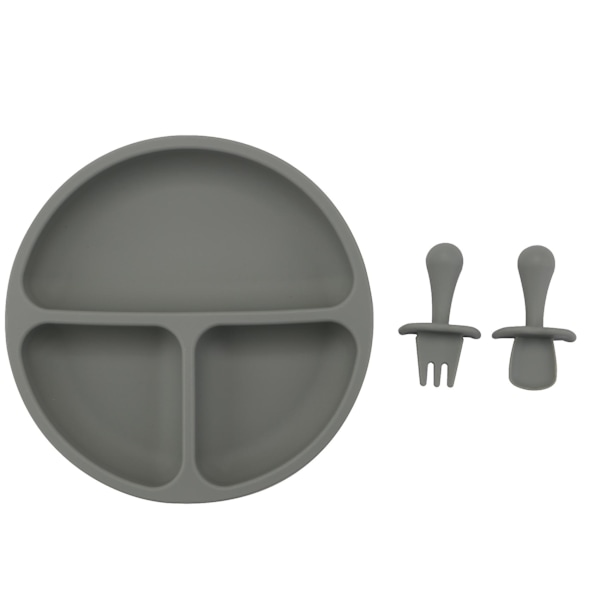 TS-Silikon Baby Med Sugkopp Småbarnstallrik Och Portabel Gaffel Sked Barn Mat Skål Set C