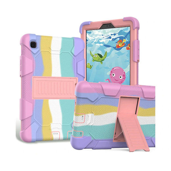 Kotelo Samsung Galaxy Tab A7 Lite 2021 SM-T220 / SM-T225 -mallille, kestävä iskunkestävä Survivor-suojakotelo - Sateenkaari+Pinkki