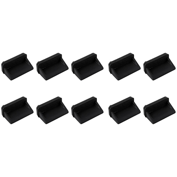 TS-10 st Silikon USB Port Plugg Skyddskåpa Svart
