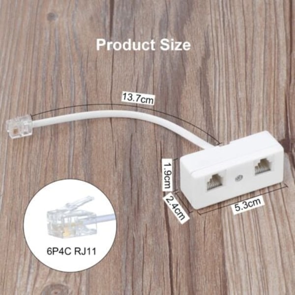 TS-Telefon Splittere tovejs, RJ11 6P4C kabel telefonvægadapter og splitter, han til 2 hun konverter til lig