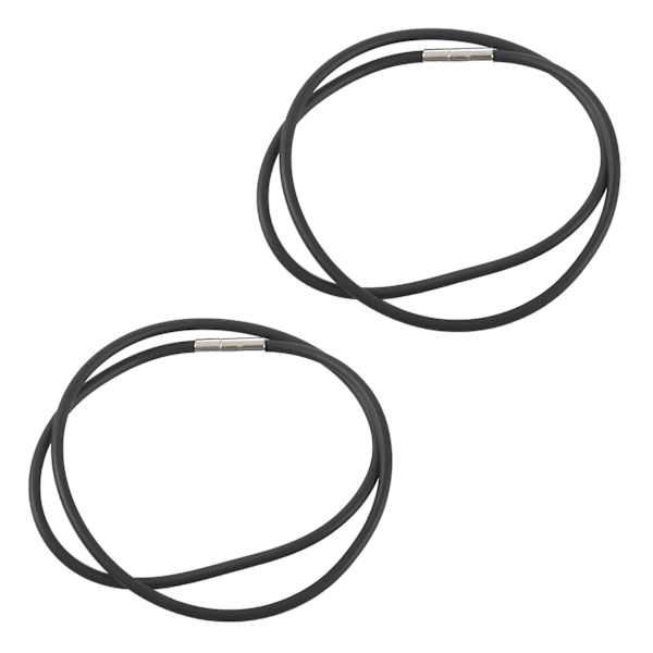 TS-2x 3mm Sort Gummisnor Halskæde Med Rustfri Stål Lukning - 18 Tommer