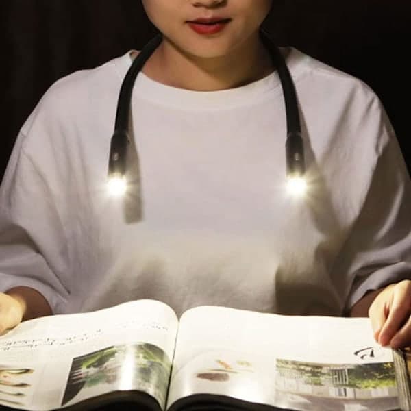 Neck Light, LED Reading Light, Portable, Foldable, Study Lamp, Bedside Lamp, 3 Brightness Levels