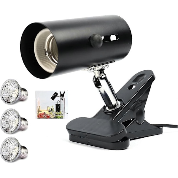 Reptilvarmelampe Fastgørelsesklemme Lampe Reptil Habitat Belysning og Varmelampe med 3 Stykker 30w Uva Uvb Skildpadde Solbadslampe - Perfekt