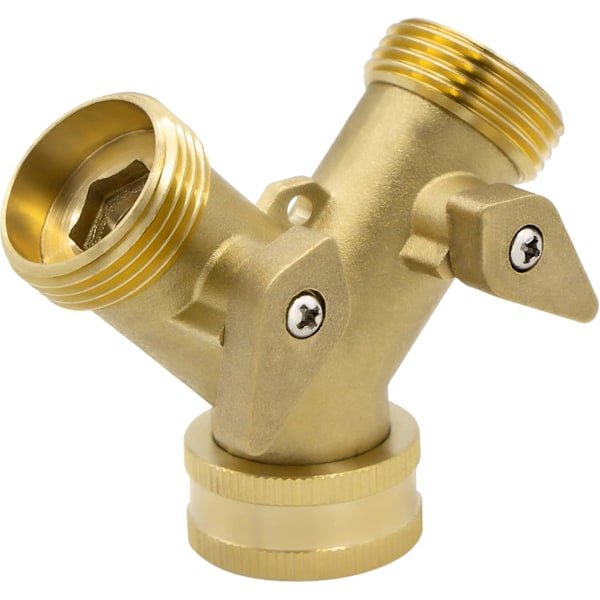2-veis Y-fordeler, 3/4\" hann, messing, med stengeventiler