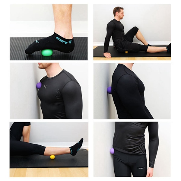 TS-2x Massageboll 6,3cm Fasciaboll Lacrosseboll Yoga Muskelavslappning Smärtlindring Fysioterapi Ba