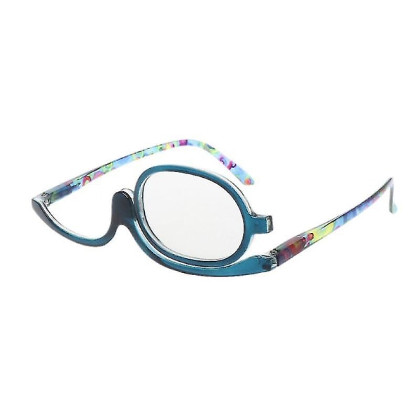 Kvinnors smink läsglasögon Vridbara vändbara sminkglasögon försynt +1,00 till +4,0 Blue 150
