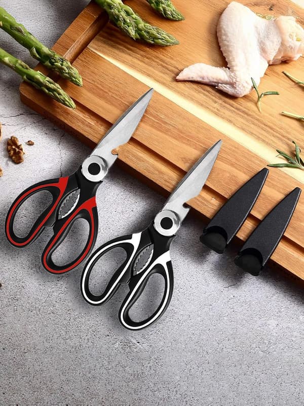 Kitchen Scissors, 2-pack Heavy Duty Kitchen Shears, Scissors for Kitchen Use, Stainless Steel, Poultry, Fish, Meat, Vegetables