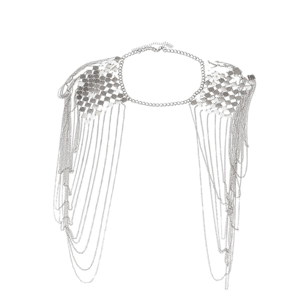 TS-Vintage Punk Harness Bikini Body Link Olkatoppaus Olkaketju Kaulakoru Riippuva Tupsu Hopea