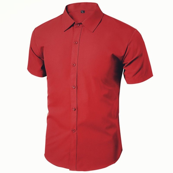 Sommarskjorta för män Daily Casual Vita skjortor Kortärmade Button Down Slim Fit Man Social Blus 4xl 5xl red 3XL 79kg-85kg