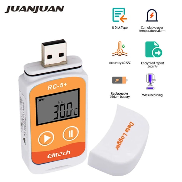 Engros RC-5+ PDF Temperatur Datalogger RC-5 USB Datalogger Datalogger Optager Opgradering til Køling Kølekæde Transport Laboratorier 210719
