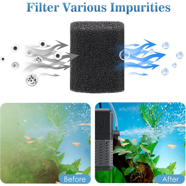 Justerbart Akvariefilter 600L/T Akvariepumpe, Ultralyd-stille Internt Akvariefilter Egnet til Akvarier Op til 200L (6W)