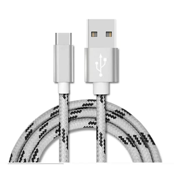 2m USB Hurtigladekabel Type C Datakabel for Samsung S21 S22 S23 Grå