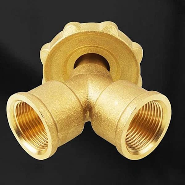 Propangas Y-splitteradapter, 2-vejs cylinderforbindelse til griller, campingovne, autocampere og propanapparater, messingfarve