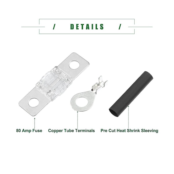 TS-Ans Sikringsholder Kit Til Dobbelt Batterisystem, Sikringsholder, Rørterminaler, Forskåret Krympeflex