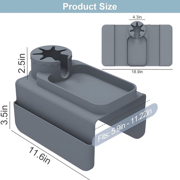 Armlene Organizerbrett, Fleksibel Silikon Sofa Caddy Med Koppholder, Lomme For Telefon Og Fjernkontroll, Anti-skli Grå For Sofa