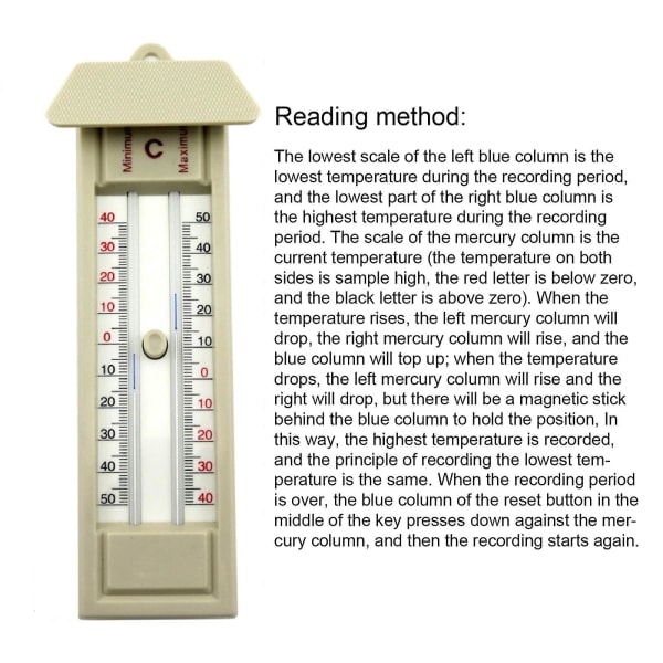 -40 Till 50 Växthus Max-min Press Termometer Hemtemperaturövervakningsverktyg Au