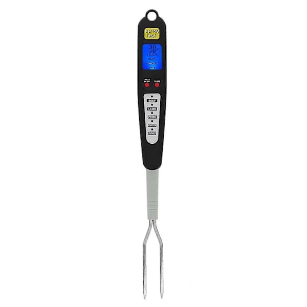 Digitalt BBQ Termometer Gaffel - Direkte Aflæsning, Dobbelte Prober, LED-Display