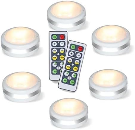 LED Pucklampor – Batteridrivna med fjärrkontroll (6-pack) white