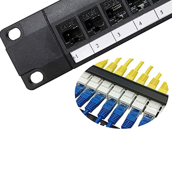 TS-8 Port Rett-gjennom Cat6 Patch Panel Rj45 Nettverkskabel Adapter Jack Ethernet Distribusjonsramme