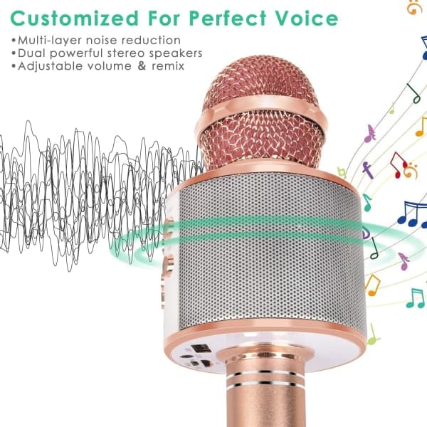 Bluetooth-mikrofon – med opptaksfunksjon (roségull)