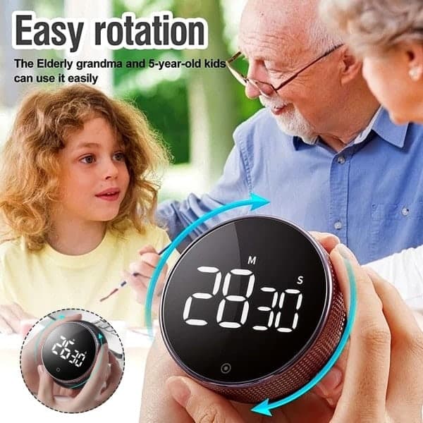 Rund roterende digital timer Stopur LED 99 minutter 59